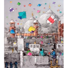 Zahid Saleem, 30 x 36 Inch, Acrylic on Canvas, Cityscape Painting, AC-ZS-216